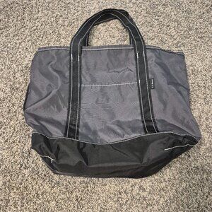LL Bean Everyday Lightweight Nylon Boat Tote Bag Gray Black Medium Travel 283728